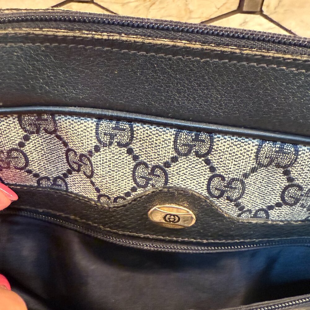 VINTAGE - GUCCI/Blue Web GG Crossbody Bag w Dust Bag (Accessory Collection) - Picture 5 of 10